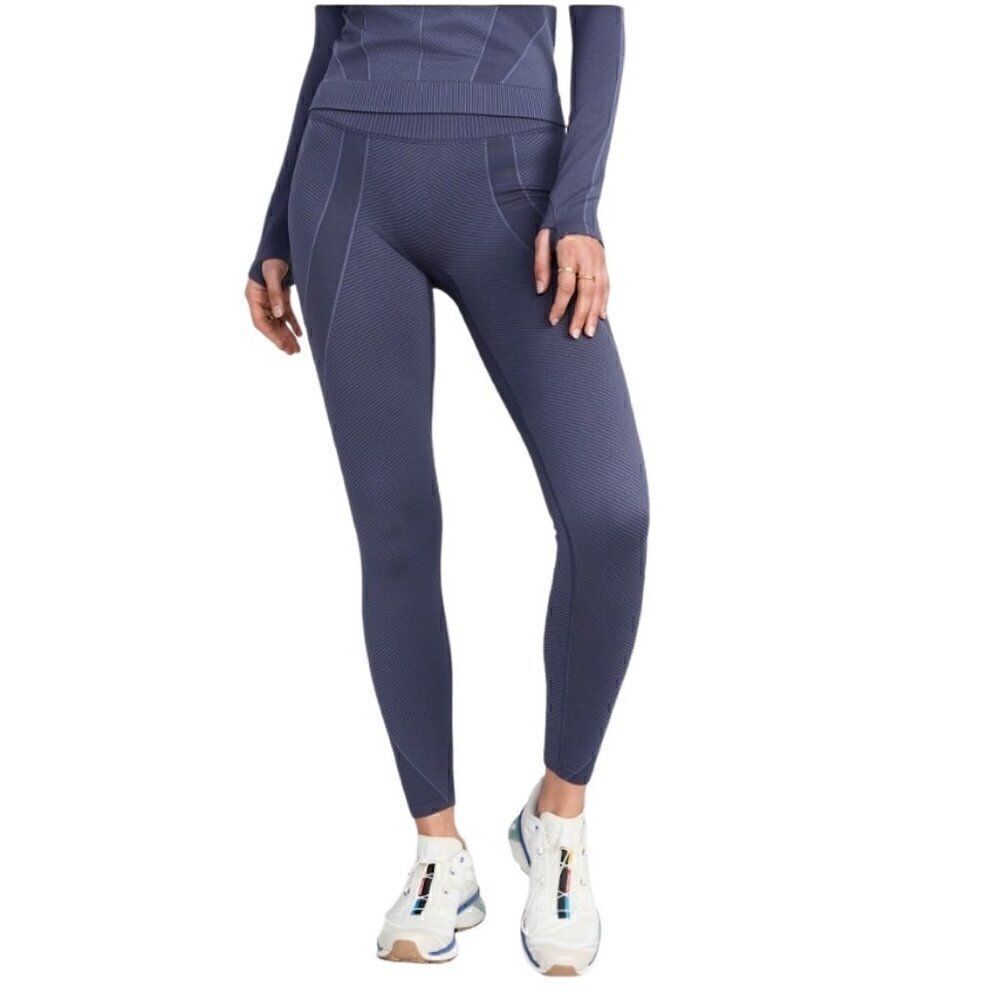 Old Navy High-Waisted Rib-Panel Seamless Leggings Black Large